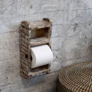 Tolietpapirholder af træ og metal